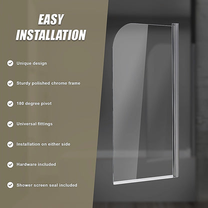 180 Degree Pivot Door 6mm Safety Glass Bath Shower Screen 900x1400mm By Della Francesca V63-829021