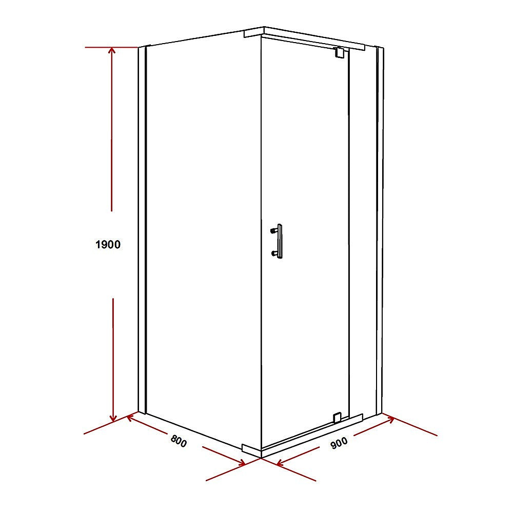 Shower Screen 900x800x1900mm Framed Safety Glass Pivot Door By Della Francesca V63-829051