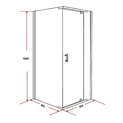 Shower Screen 900x800x1900mm Framed Safety Glass Pivot Door By Della Francesca V63-829051