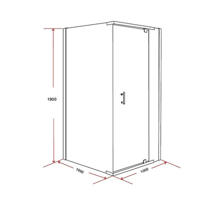 Shower Screen 1000x1000x1900mm Framed Safety Glass Pivot Door By Della Francesca V63-829061