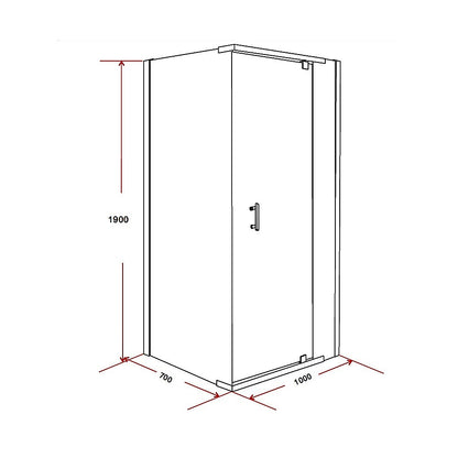 Shower Screen 1000x700x1900mm Framed Safety Glass Pivot Door By Della Francesca V63-829071