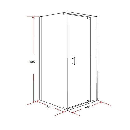 Shower Screen 1000x800x1900mm Framed Safety Glass Pivot Door By Della Francesca V63-829081