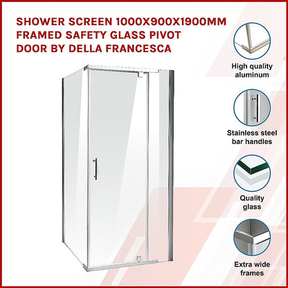 Shower Screen 1000x900x1900mm Framed Safety Glass Pivot Door By Della Francesca V63-829091