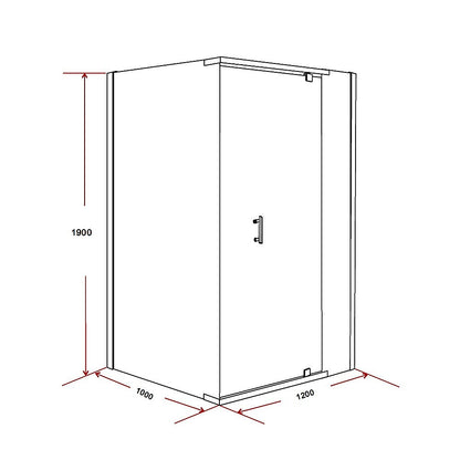 Shower Screen 1200x1000x1900mm Framed Safety Glass Pivot Door By Della Francesca V63-829101