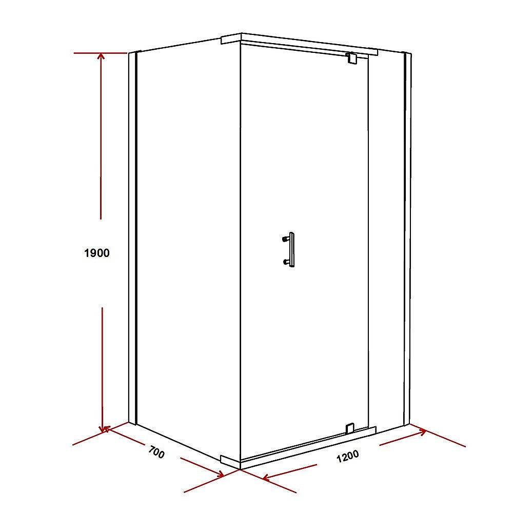 Shower Screen 1200x700x1900mm Framed Safety Glass Pivot Door By Della Francesca V63-829111