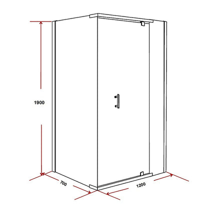Shower Screen 1200x700x1900mm Framed Safety Glass Pivot Door By Della Francesca V63-829111