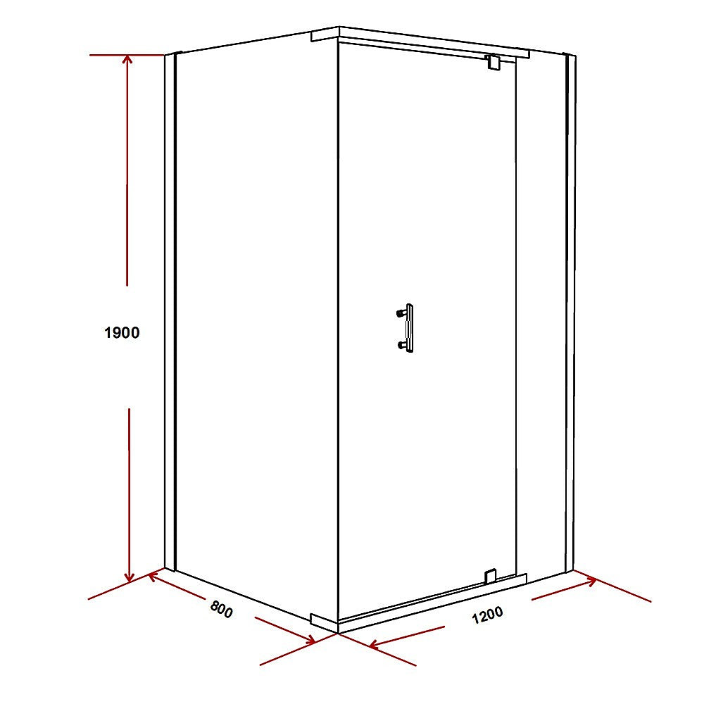 Shower Screen 1200x800x1900mm Framed Safety Glass Pivot Door By Della Francesca V63-829121