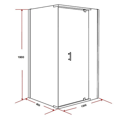 Shower Screen 1200x800x1900mm Framed Safety Glass Pivot Door By Della Francesca V63-829121