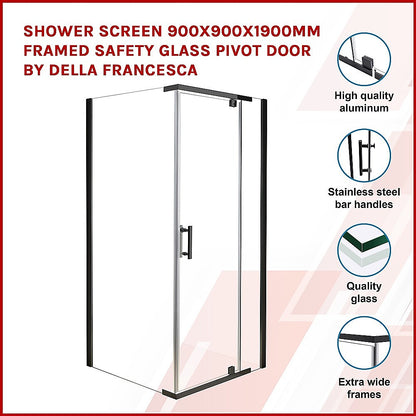 Shower Screen 900x900x1900mm Framed Safety Glass Pivot Door By Della Francesca V63-829141