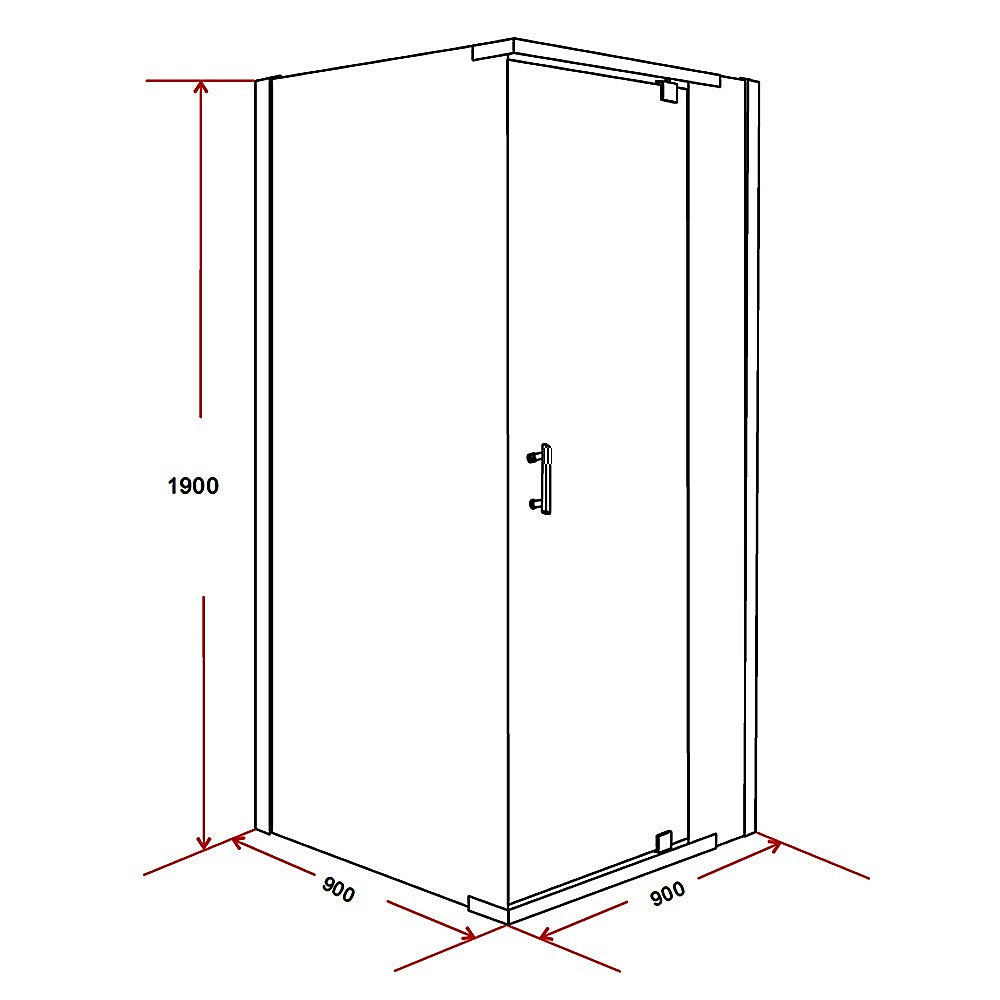 Shower Screen 900x900x1900mm Framed Safety Glass Pivot Door By Della Francesca V63-829141