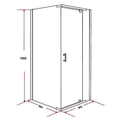 Shower Screen 900x900x1900mm Framed Safety Glass Pivot Door By Della Francesca V63-829141