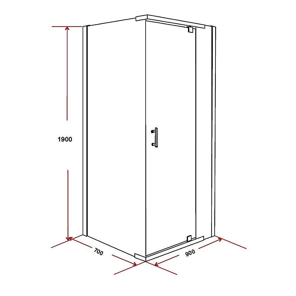 Shower Screen 900x700x1900mm Framed Safety Glass Pivot Door By Della Francesca V63-829151