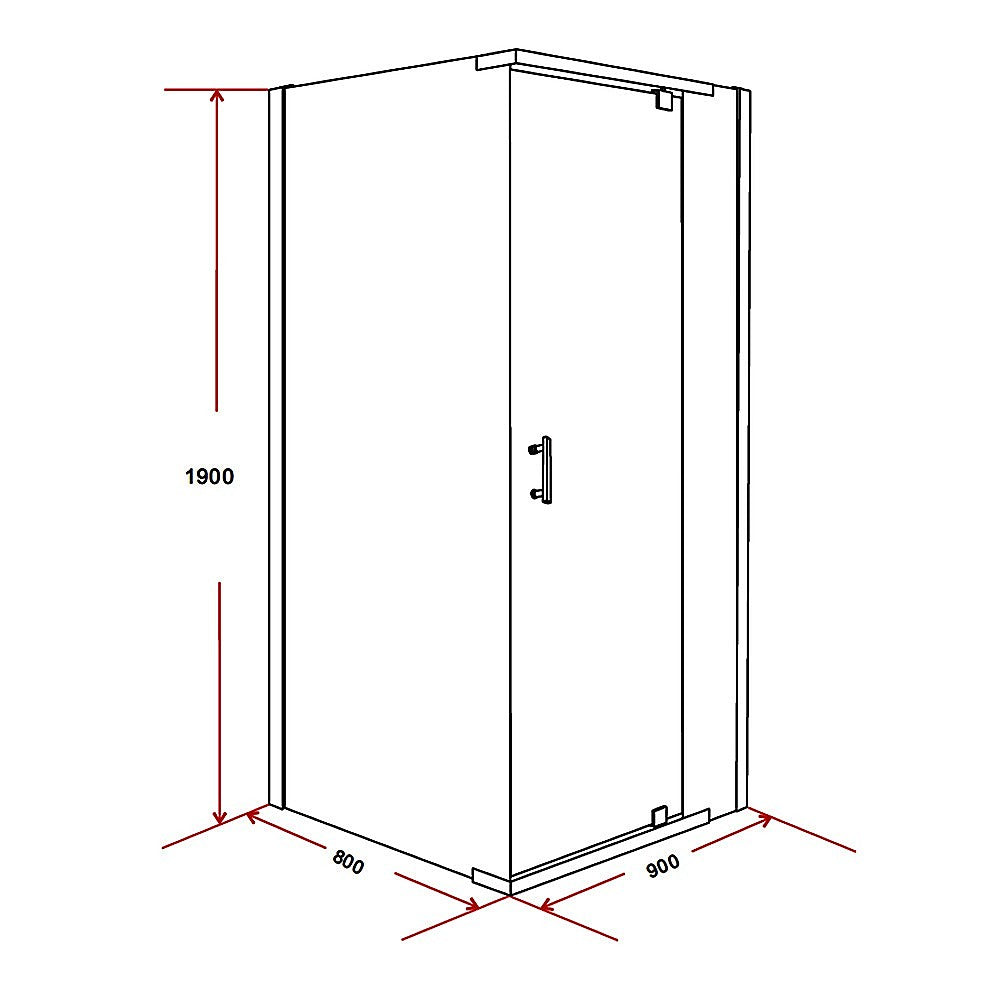 Shower Screen 900x800x1900mm Framed Safety Glass Pivot Door By Della Francesca V63-829161