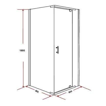 Shower Screen 900x800x1900mm Framed Safety Glass Pivot Door By Della Francesca V63-829161