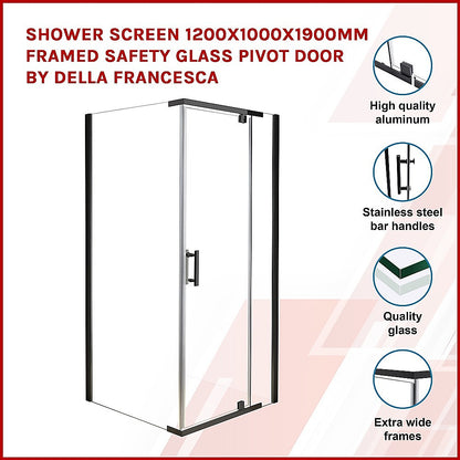 Shower Screen 1200x1000x1900mm Framed Safety Glass Pivot Door By Della Francesca V63-829211
