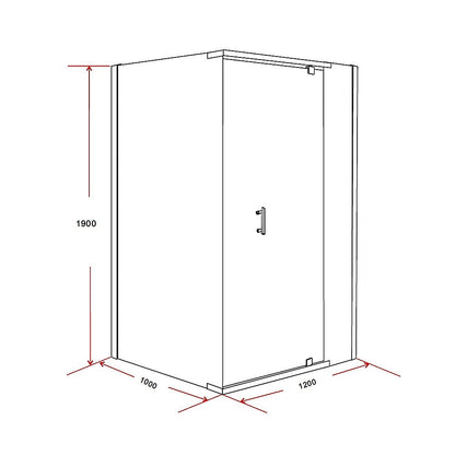 Shower Screen 1200x1000x1900mm Framed Safety Glass Pivot Door By Della Francesca V63-829211