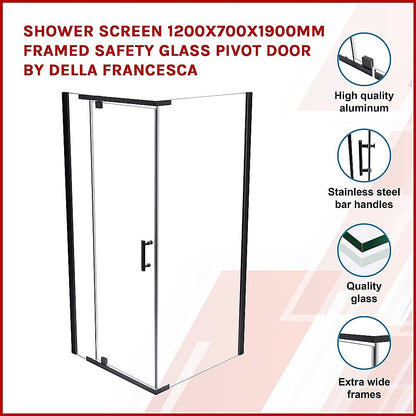 Shower Screen 1200x700x1900mm Framed Safety Glass Pivot Door By Della Francesca V63-829221