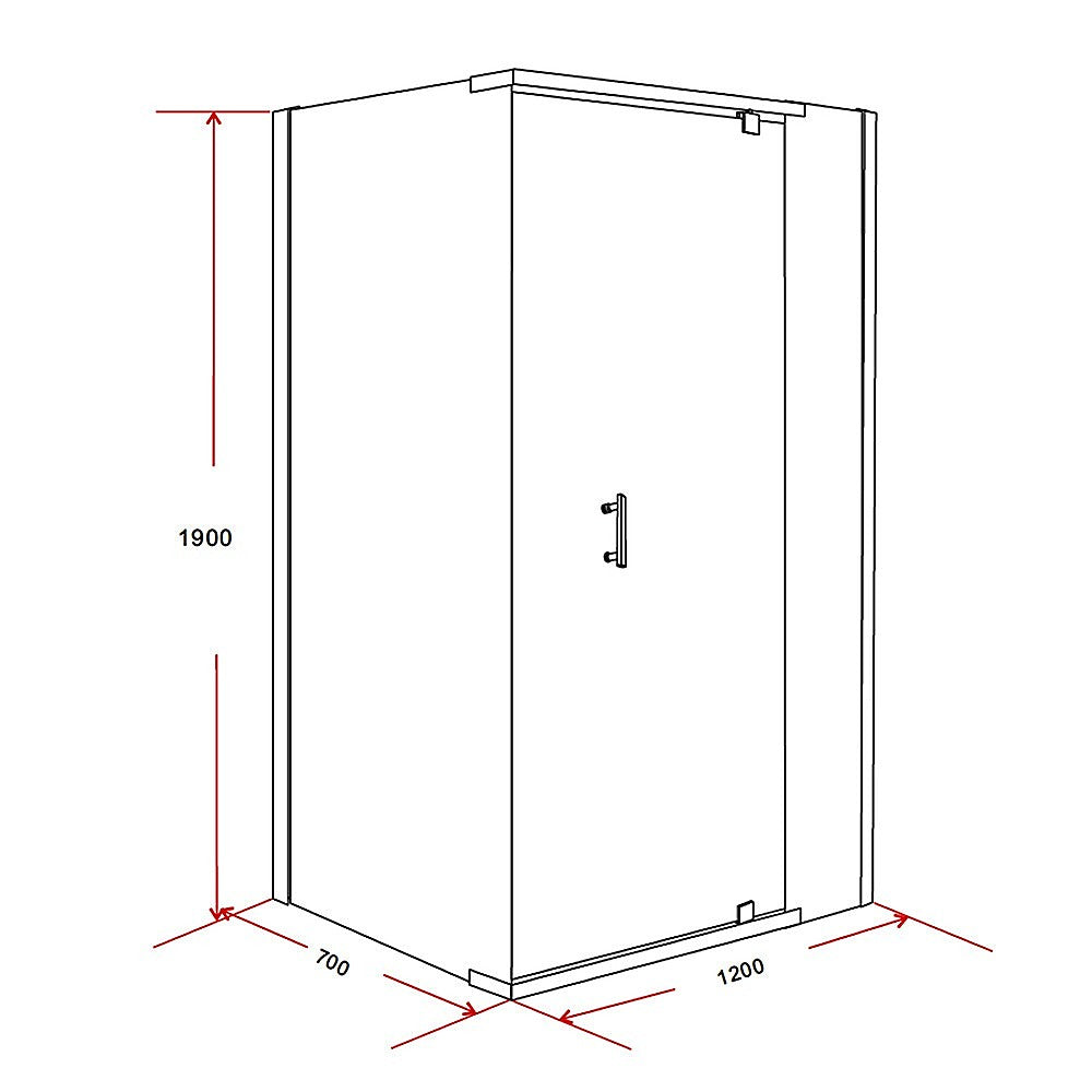 Shower Screen 1200x700x1900mm Framed Safety Glass Pivot Door By Della Francesca V63-829221
