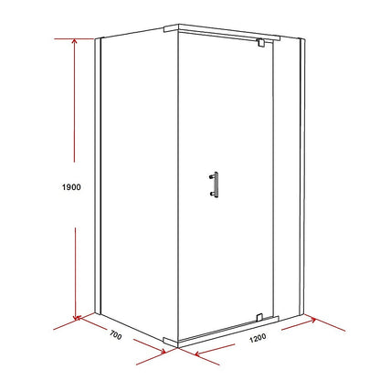 Shower Screen 1200x700x1900mm Framed Safety Glass Pivot Door By Della Francesca V63-829221