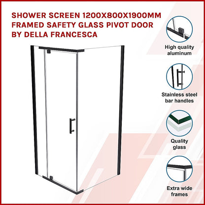 Shower Screen 1200x800x1900mm Framed Safety Glass Pivot Door By Della Francesca V63-829231