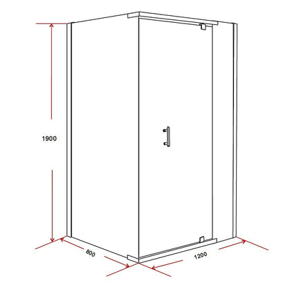 Shower Screen 1200x800x1900mm Framed Safety Glass Pivot Door By Della Francesca V63-829231