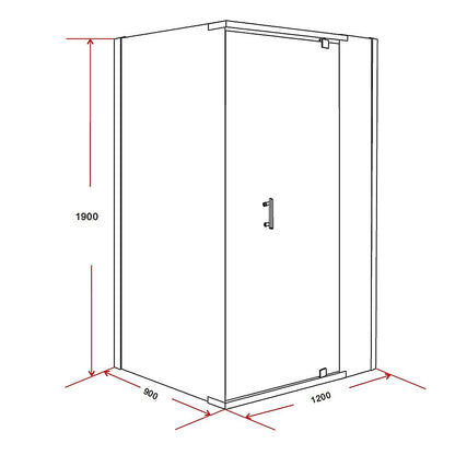 Shower Screen 1200x900x1900mm Framed Safety Glass Pivot Door By Della Francesca V63-829241