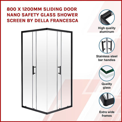 800 x 1200mm Sliding Door Nano Safety Glass Shower Screen By Della Francesca V63-829451