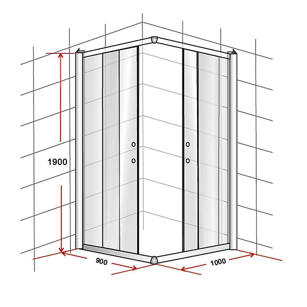 900 x 1000mm Sliding Door Nano Safety Glass Shower Screen By Della Francesca V63-829481