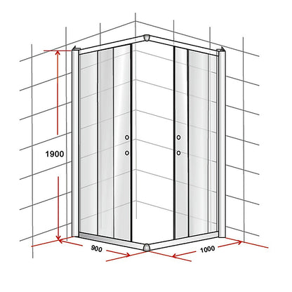 900 x 1000mm Sliding Door Nano Safety Glass Shower Screen By Della Francesca V63-829481