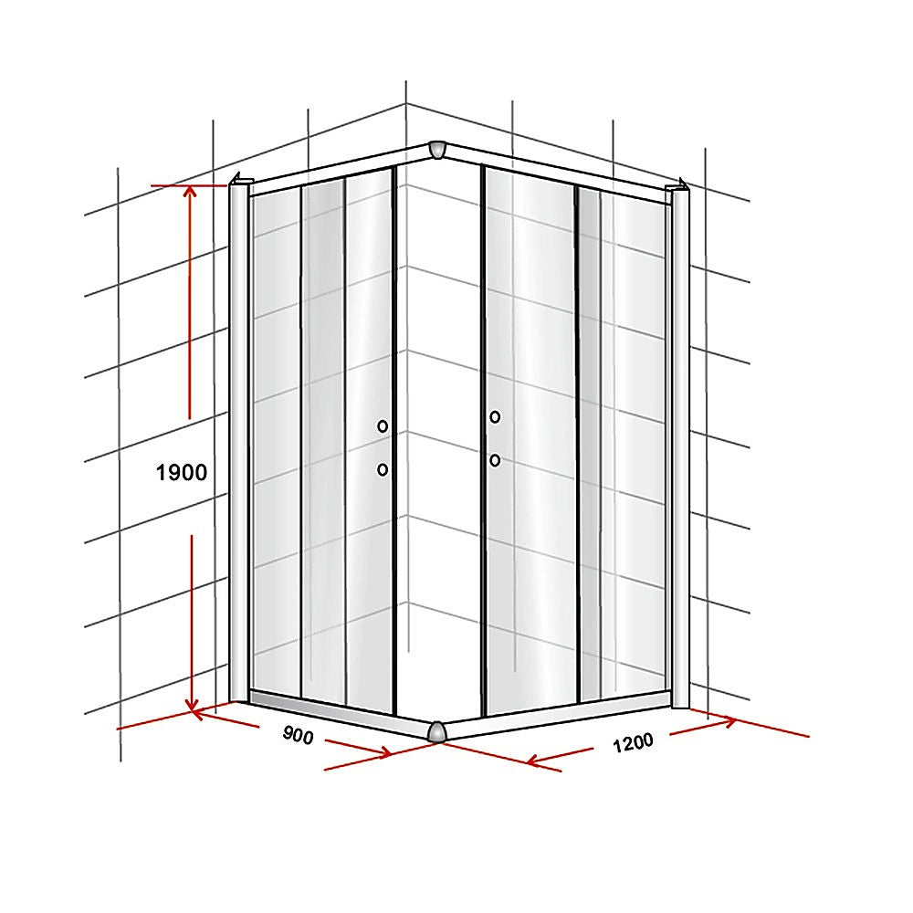 900 x 1200mm Sliding Door Nano Safety Glass Shower Screen By Della Francesca V63-829491