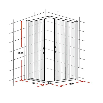 900 x 1200mm Sliding Door Nano Safety Glass Shower Screen By Della Francesca V63-829491