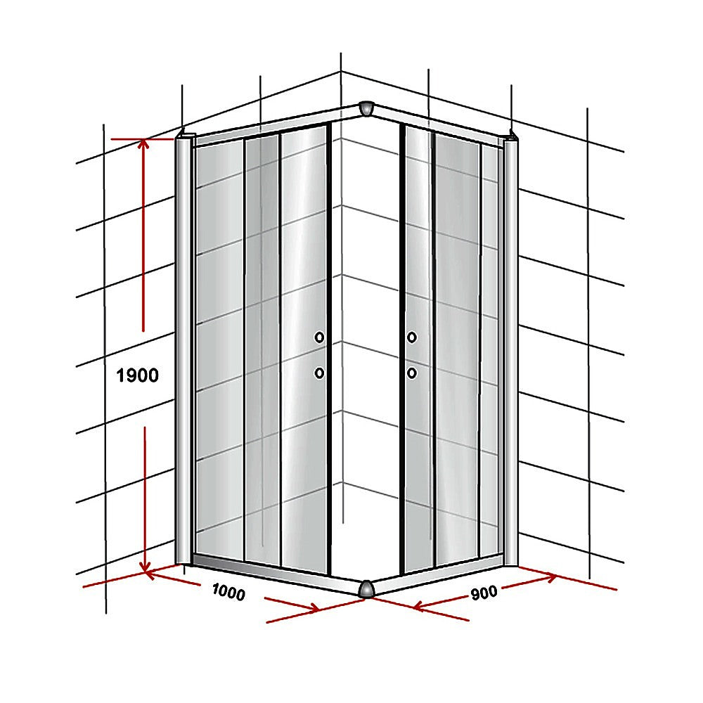 1000 x 900mm Sliding Door Nano Safety Glass Shower Screen By Della Francesca V63-829511