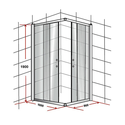 1000 x 900mm Sliding Door Nano Safety Glass Shower Screen By Della Francesca V63-829511