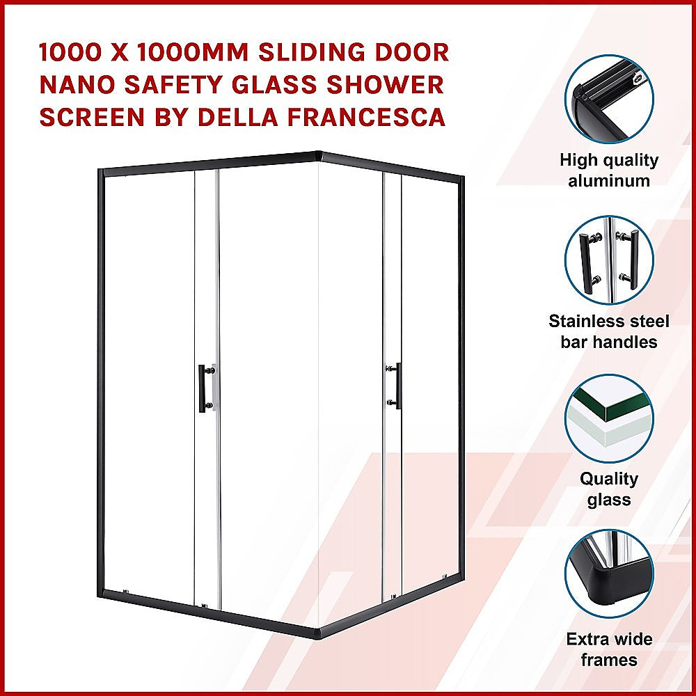 1000 x 1000mm Sliding Door Nano Safety Glass Shower Screen By Della Francesca V63-829521