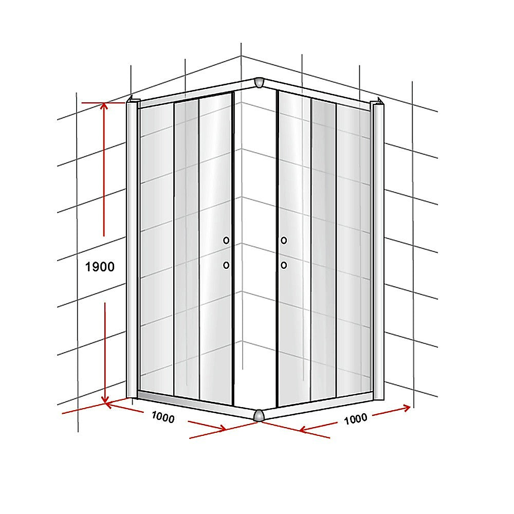 1000 x 1000mm Sliding Door Nano Safety Glass Shower Screen By Della Francesca V63-829521