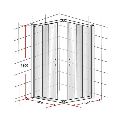 1000 x 1000mm Sliding Door Nano Safety Glass Shower Screen By Della Francesca V63-829521