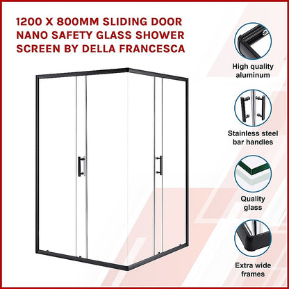 1200 x 800mm Sliding Door Nano Safety Glass Shower Screen By Della Francesca V63-829541