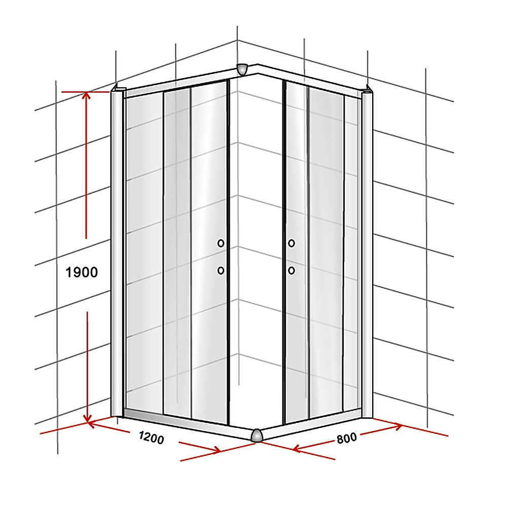 1200 x 800mm Sliding Door Nano Safety Glass Shower Screen By Della Francesca V63-829541