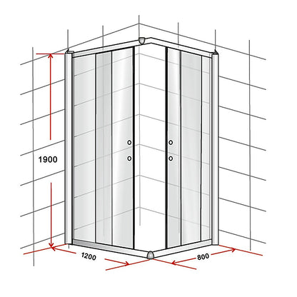 1200 x 800mm Sliding Door Nano Safety Glass Shower Screen By Della Francesca V63-829541