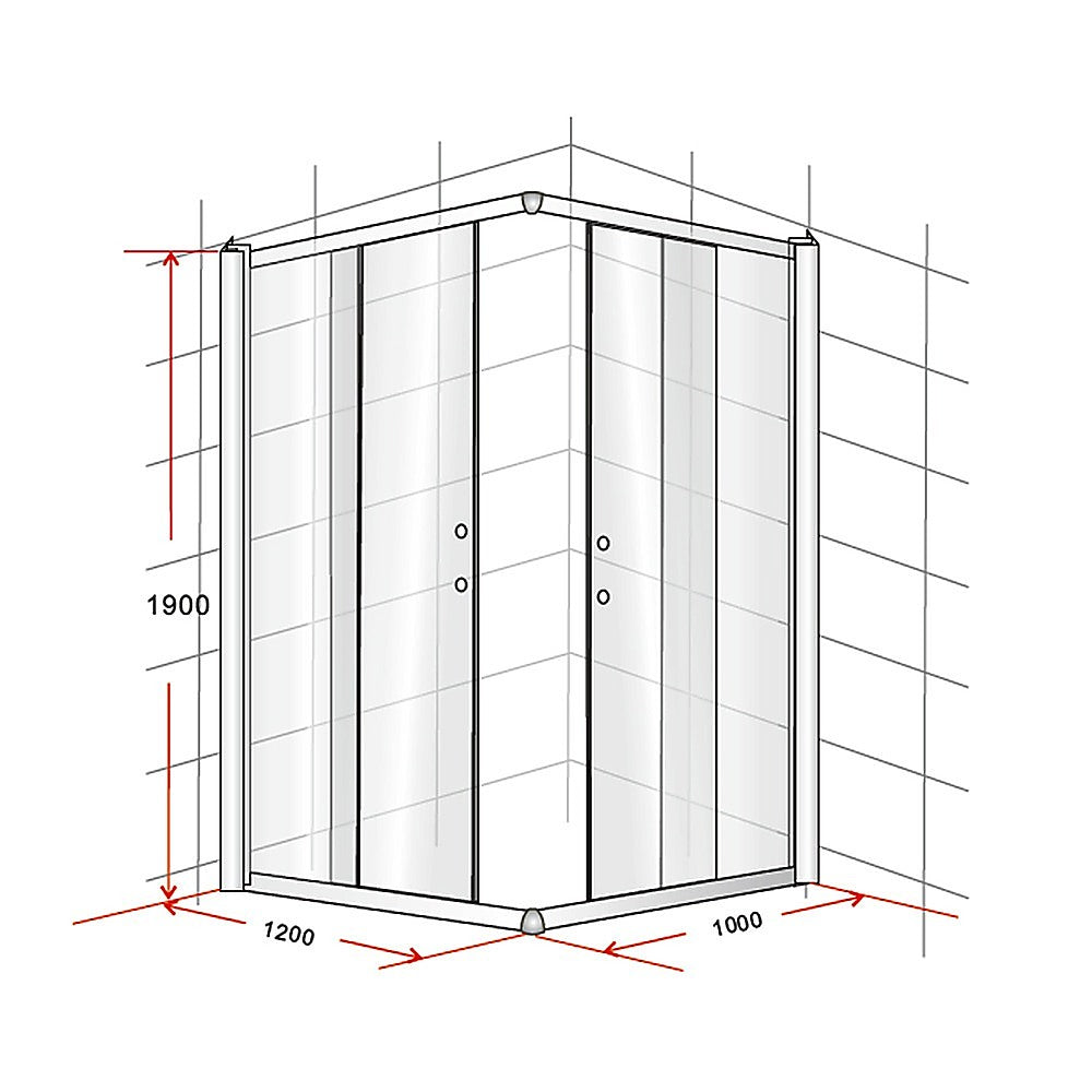 1200 x 1000mm Sliding Door Nano Safety Glass Shower Screen By Della Francesca V63-829561