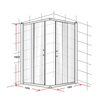 1200 x 1000mm Sliding Door Nano Safety Glass Shower Screen By Della Francesca V63-829561