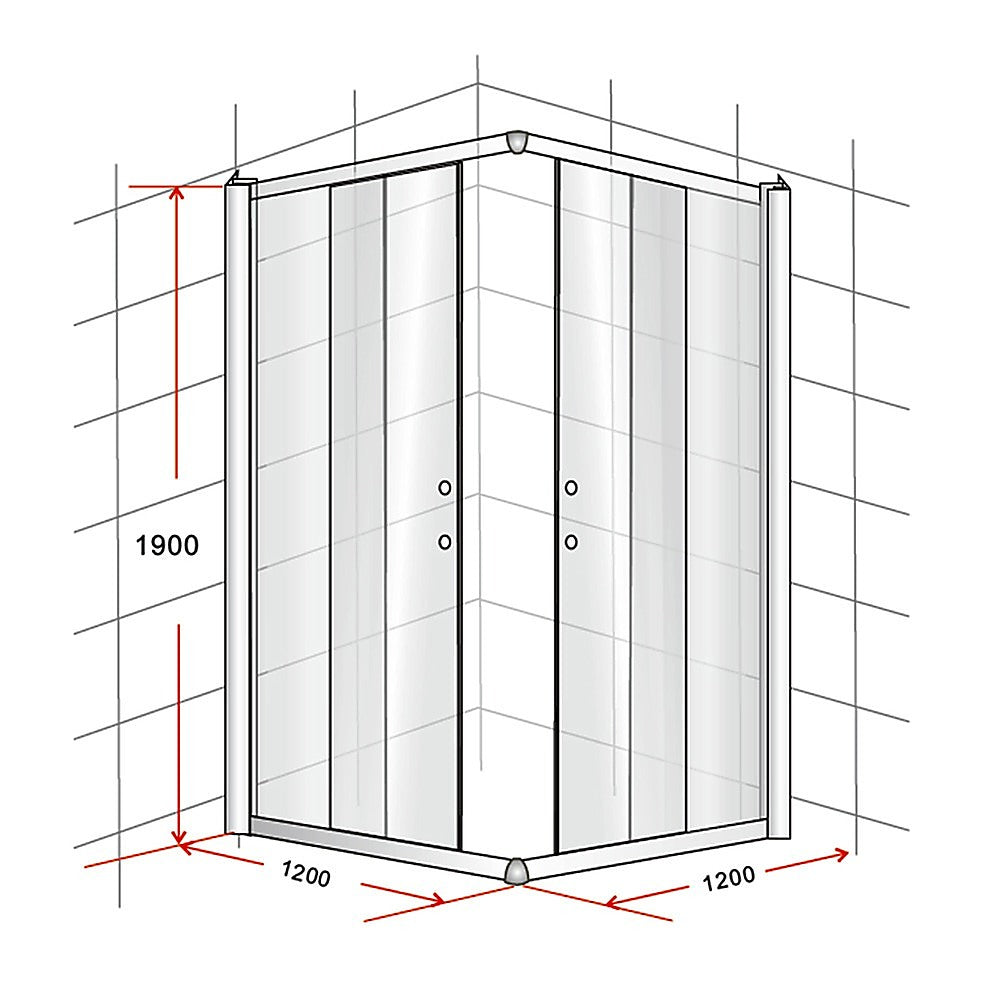 1200 x 1200mm Sliding Door Nano Safety Glass Shower Screen By Della Francesca V63-829571
