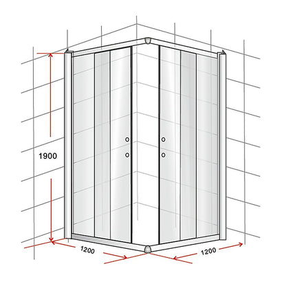 1200 x 1200mm Sliding Door Nano Safety Glass Shower Screen By Della Francesca V63-829571