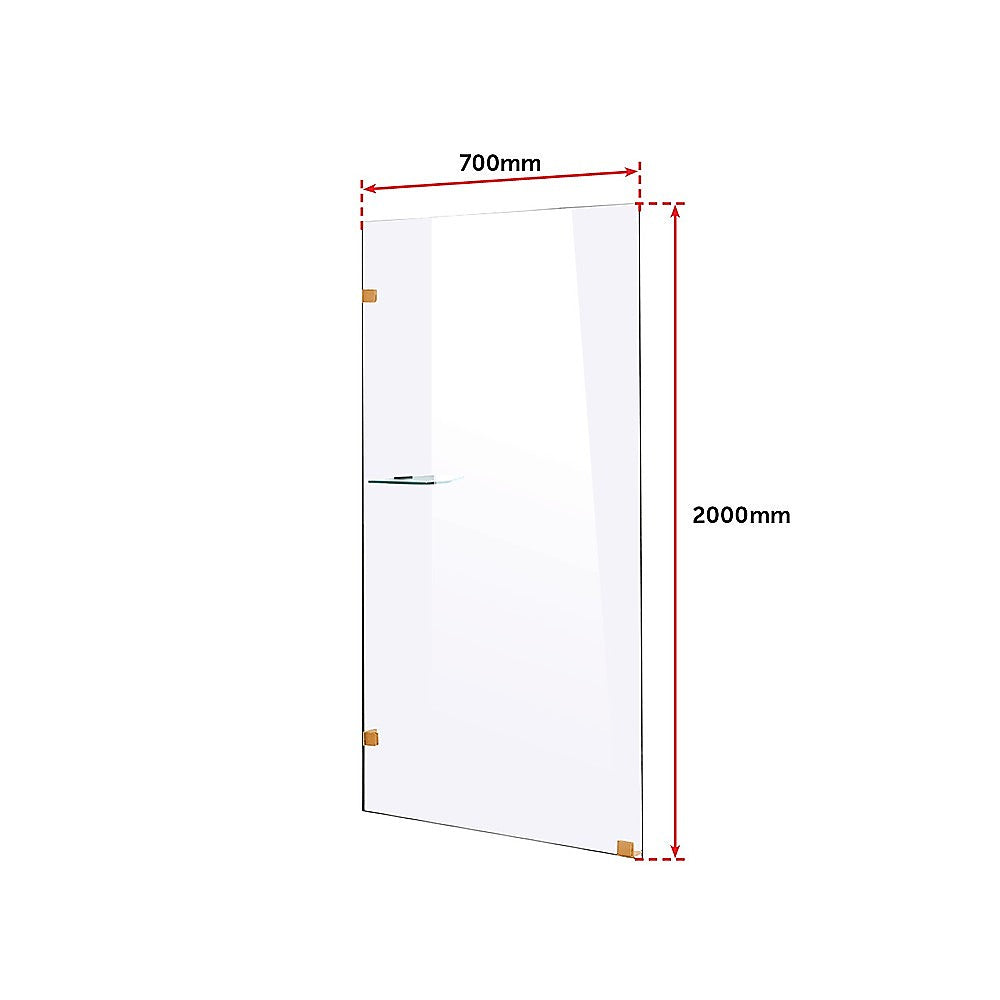 700 x 2000mm Frameless 10mm Safety Glass Shower Screen V63-829581
