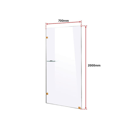 700 x 2000mm Frameless 10mm Safety Glass Shower Screen V63-829581