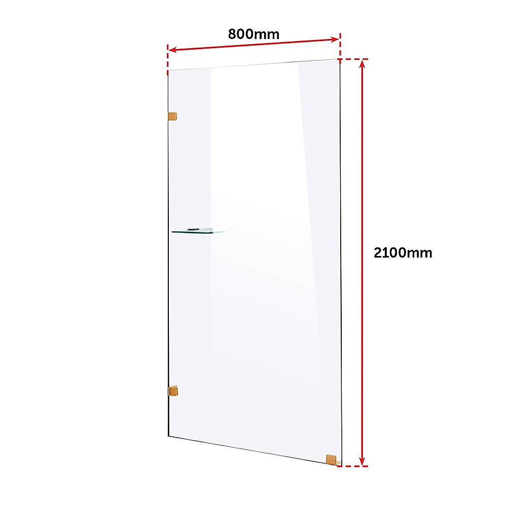 800 x 2000mm Frameless 10mm Safety Glass Shower Screen V63-829601