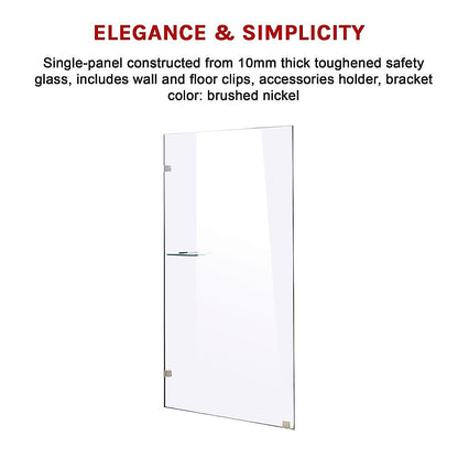 700 x 2100mm Frameless 10mm Safety Glass Shower Screen V63-829651