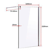 1200 x 2100mm Frameless 10mm Safety Glass Shower Screen V63-829721