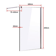 1000 x 2000mm Frameless 10mm Safety Glass Shower Screen V63-829731