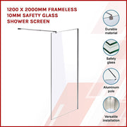 1000 x 2100mm Frameless 10mm Safety Glass Shower Screen V63-829761